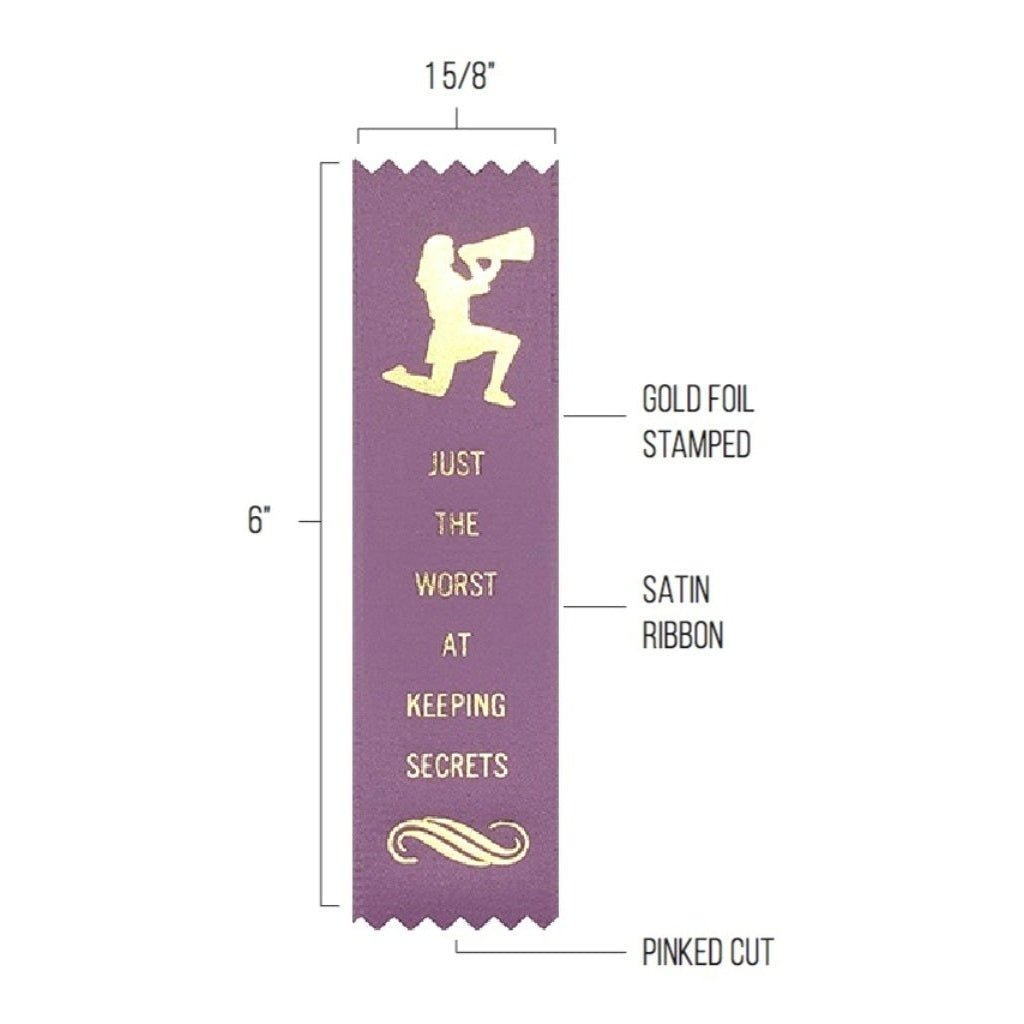 Worst at Keeping Secrets Prize Award Ribbon on Gift Card