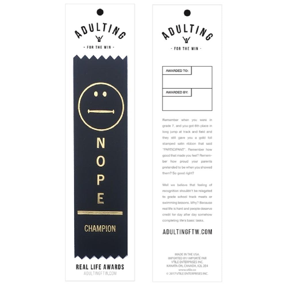Nope Champion Award Ribbon on Gift Card