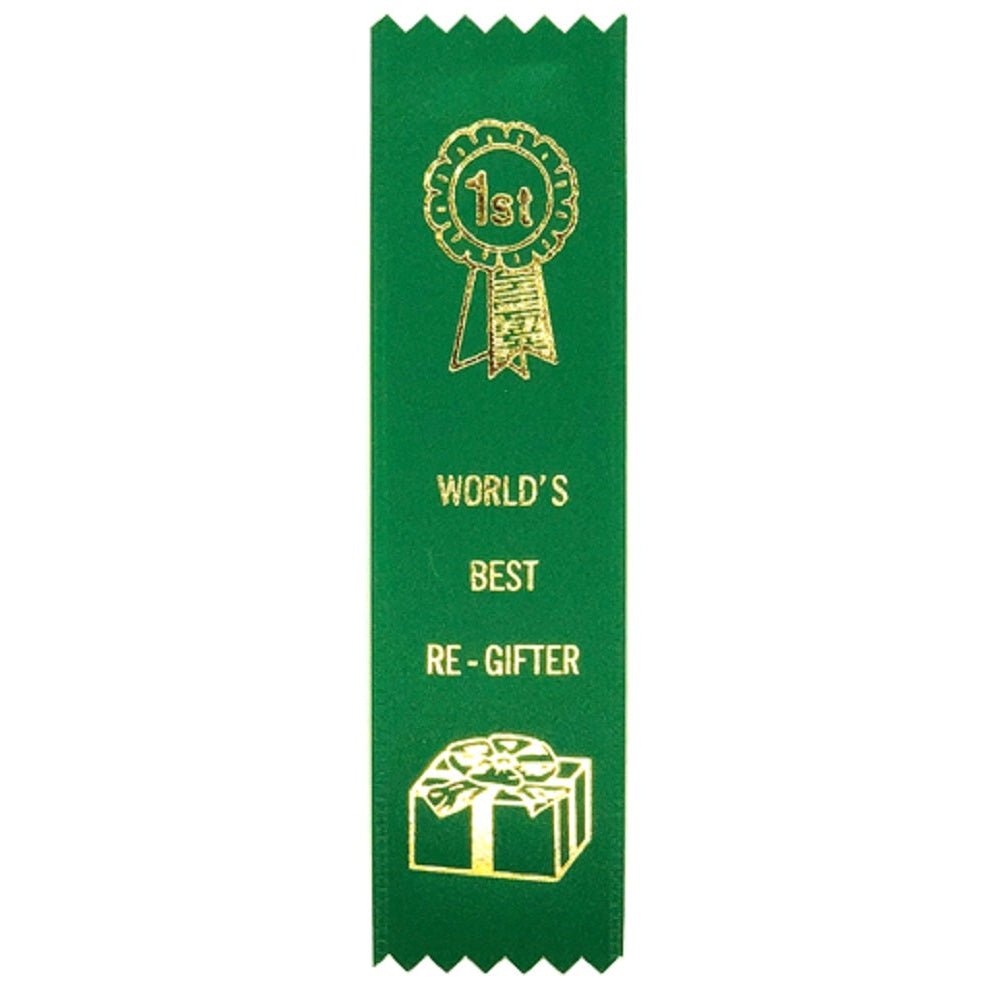 World's Best Re-Gifter Award Ribbon on Gift Card