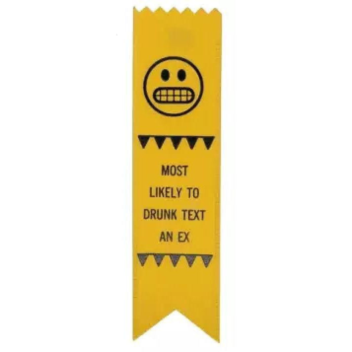 Most Likely To Drunk Text An Ex Adulting Award Ribbon on Gift Card