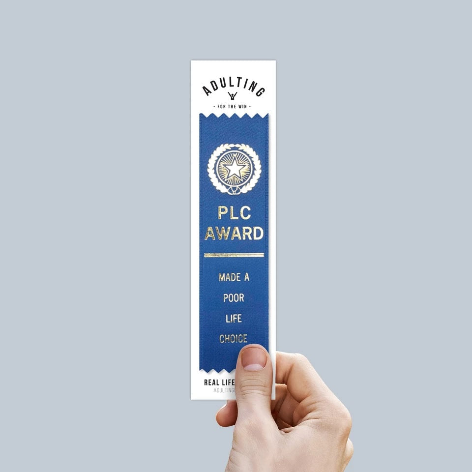 PLC Made A Poor Life Choice Award Ribbon on Gift Card