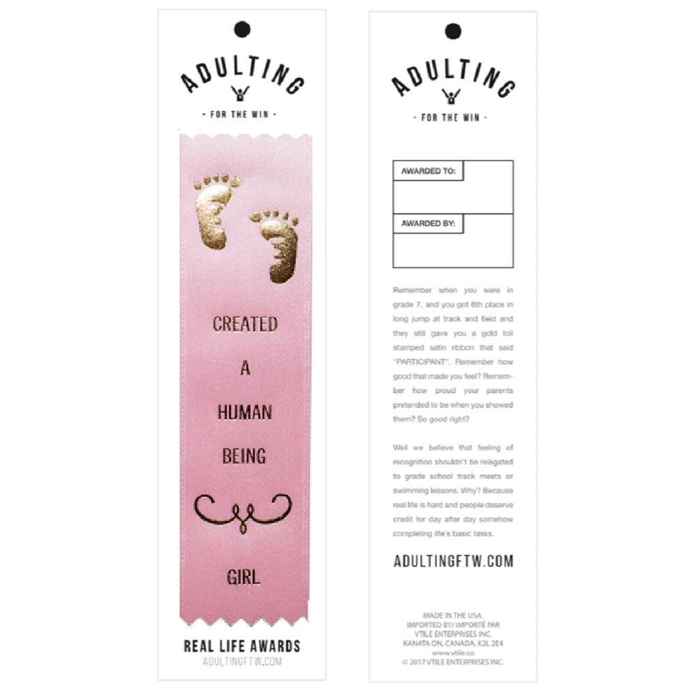 Created A Human Being Award Ribbon on Gift Card (Pink)
