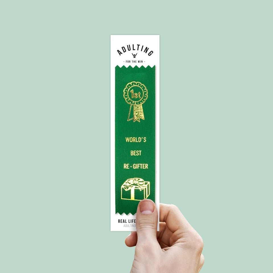 World's Best Re-Gifter Award Ribbon on Gift Card