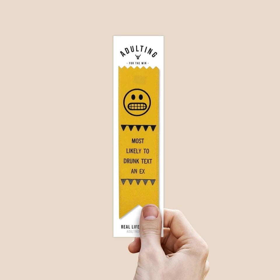 Most Likely To Drunk Text An Ex Adulting Award Ribbon on Gift Card