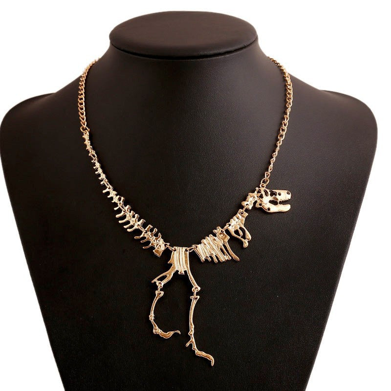 Gilded Dinosaur Fossil Necklace in Gold