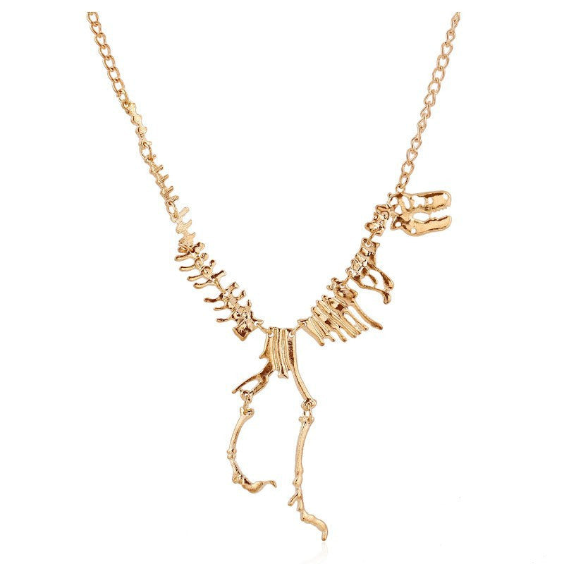 Gilded Dinosaur Fossil Necklace in Gold