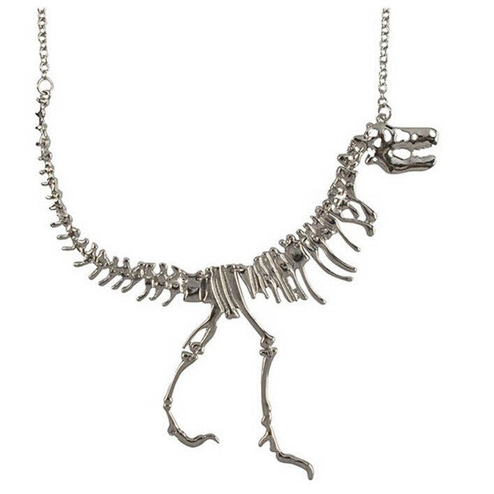 Gilded Dinosaur Fossil Necklace in Silver