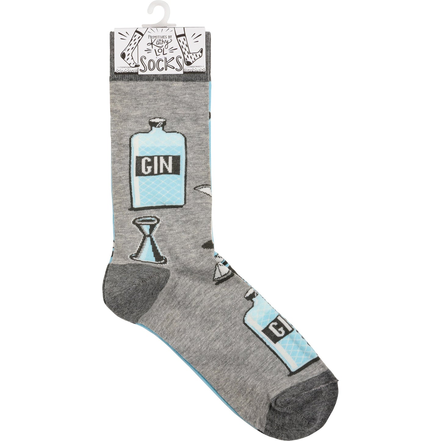 Gin & Tonic Mismatched Funny Novelty Socks in Gray and Blue