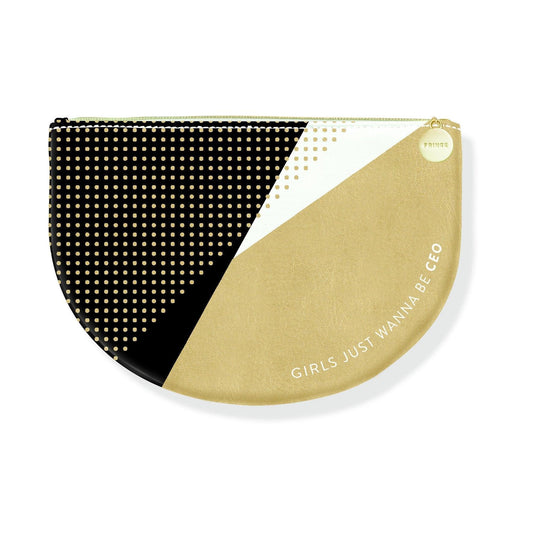Girls Just Wanna Be CEO Gold Black Cute/Cool/Unique Zipper Pouch/Bag/Clutch/Cosmetic/Makeup Bag-Fringe Studio-The Bullish Store