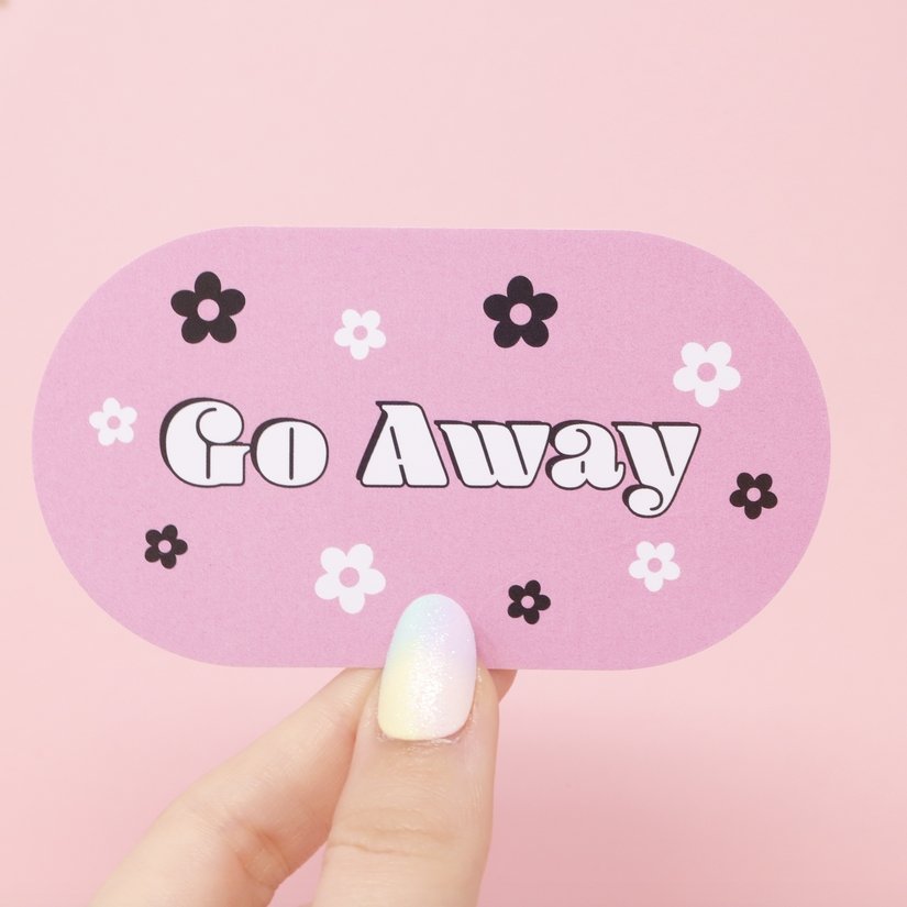 Go Away Vinyl Sticker in Pink