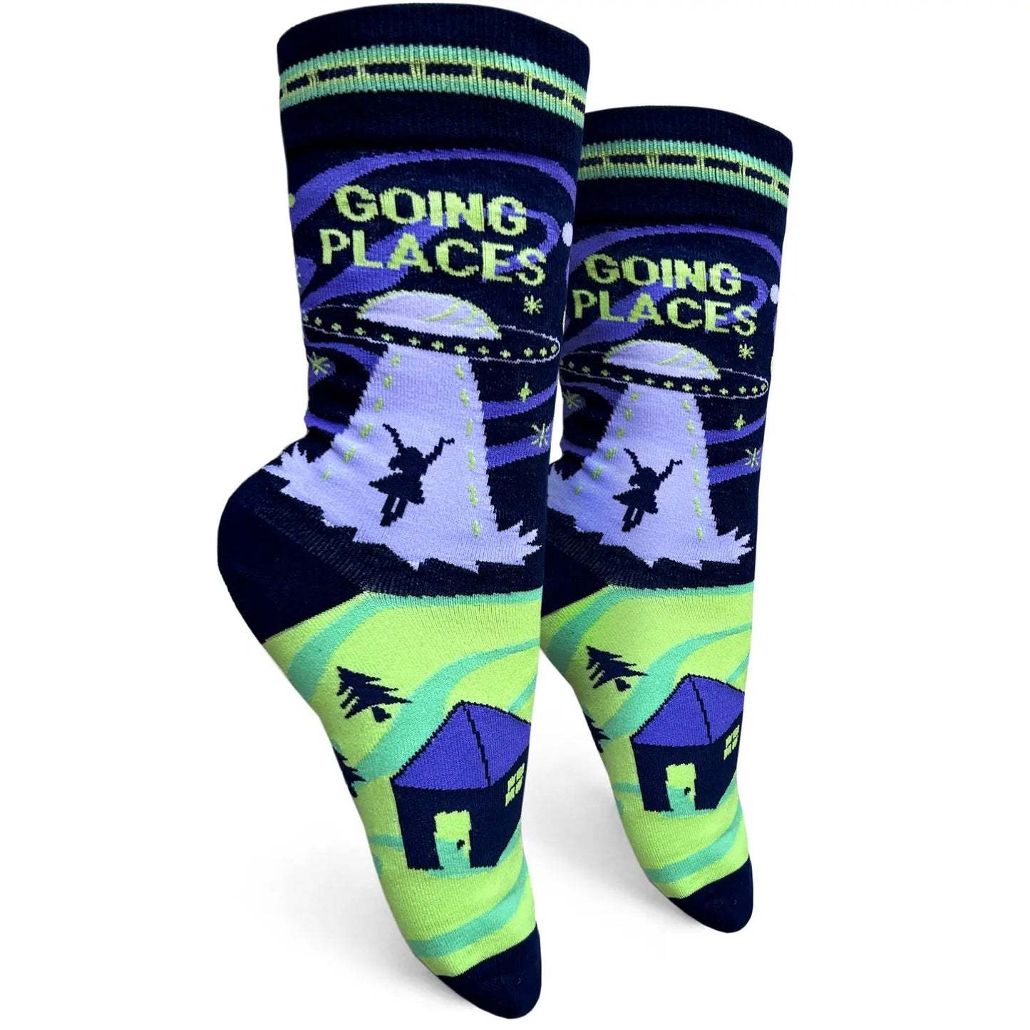 Going Places Women's Socks in Black and Green