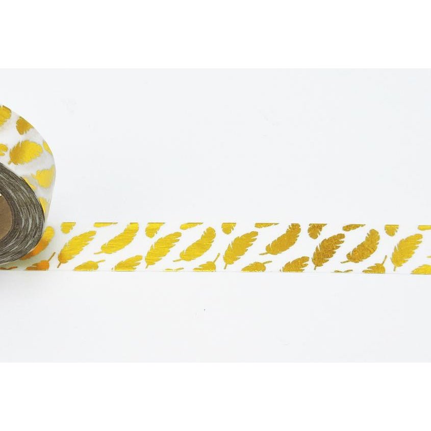Gold Feather Washi Tape in Metallic | Gift Wrapping and Craft Tape