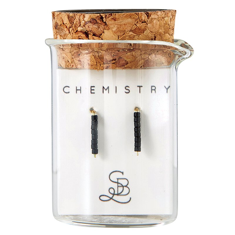 Gold Plated Carbon Chemistry Earrings | In a Glass Vial for Gift Giving
