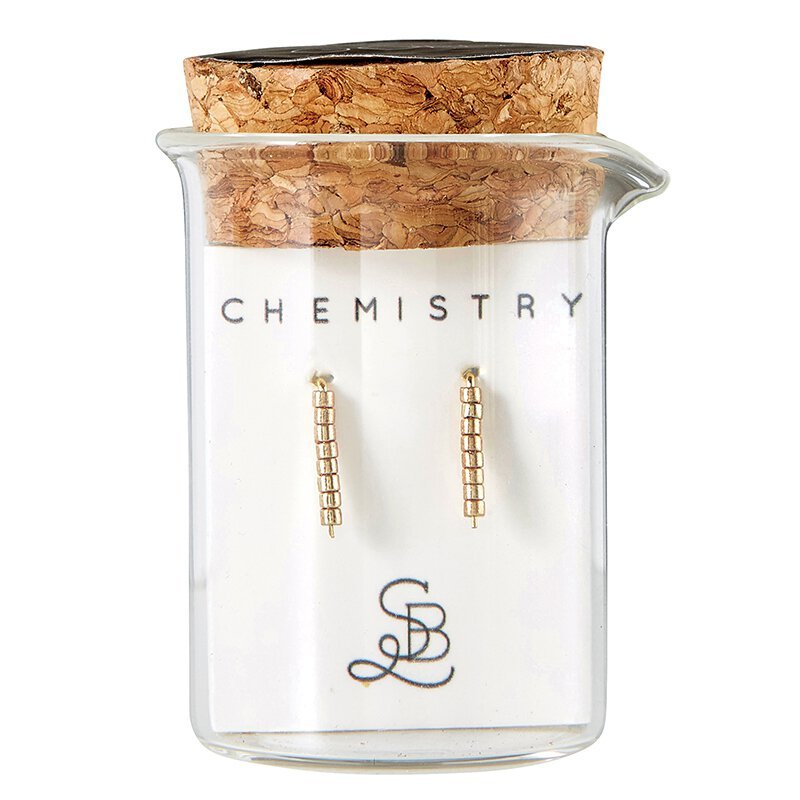 Gold Plated Gold Chemistry Earrings | In a Glass Vial for Gift Giving