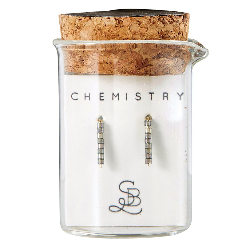 Gold Plated Labradorite Chemistry Earrings | In a Glass Vial for Gift Giving