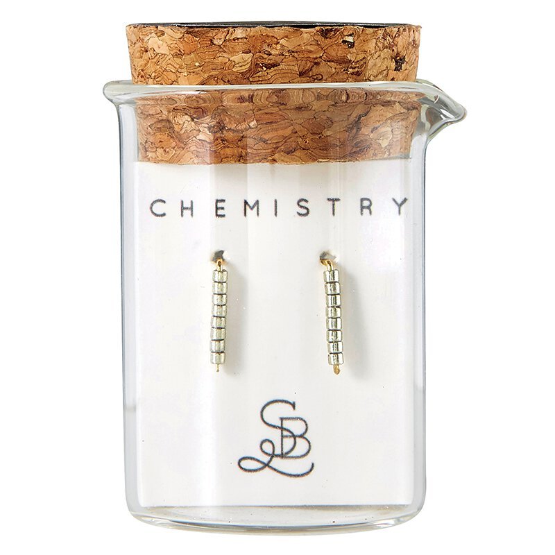 Gold Plated Pewter Chemistry Earrings | In a Glass Vial for Gift Giving