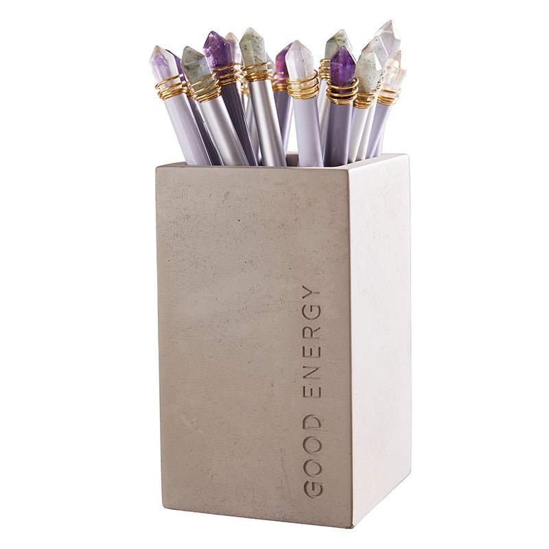 Good Energy Quartz Crystal Pens in Gray, Amethyst and Clear