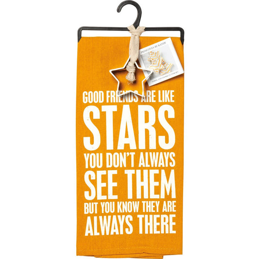 Good Friends Are Like Stars Cotton Dish Towel And Star Shaped Cookie Cutter Set
