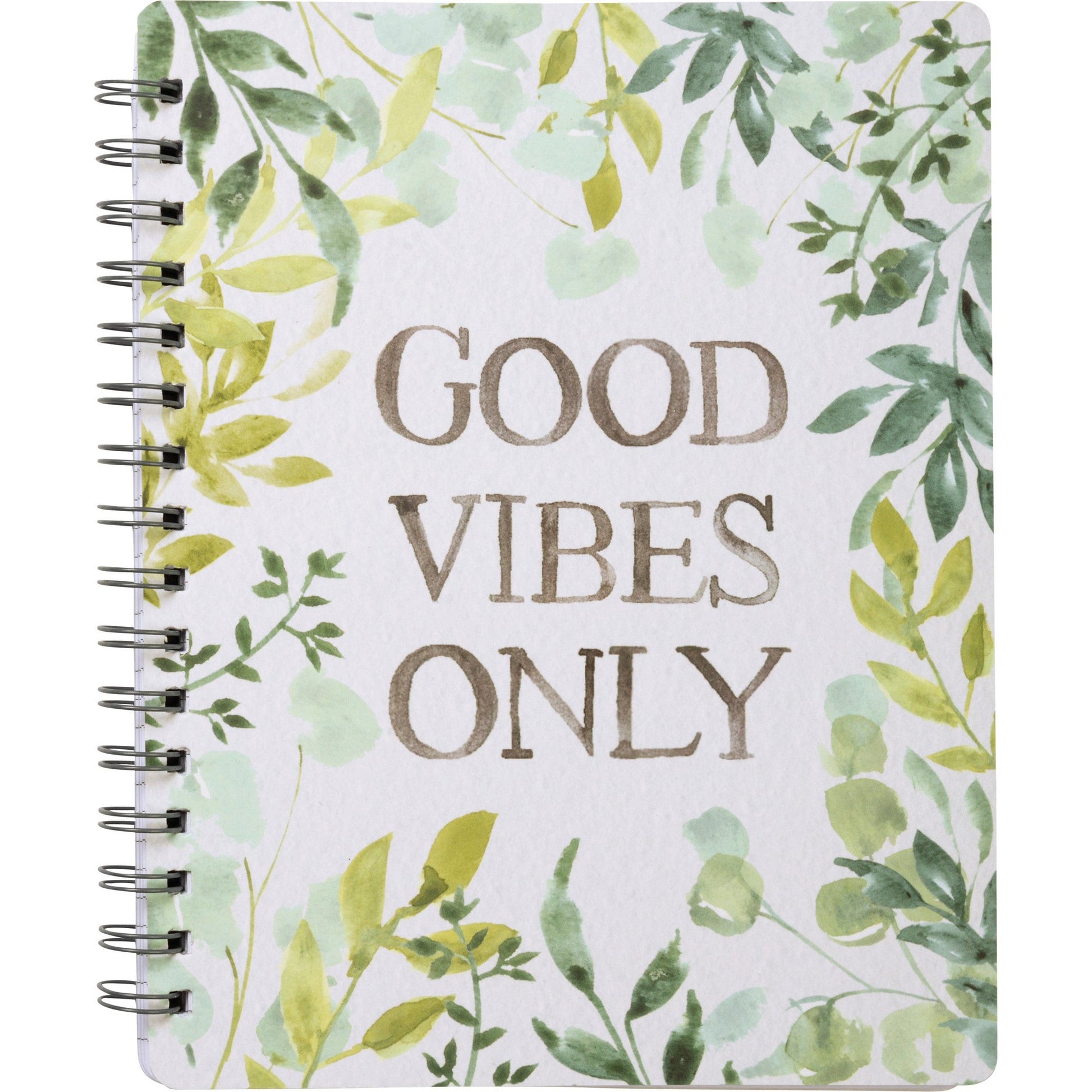 Good Vibes Only Botanical Spiral Notebook | Art on Both Sides | 5.75" x 7.50" | 120 Lined Page