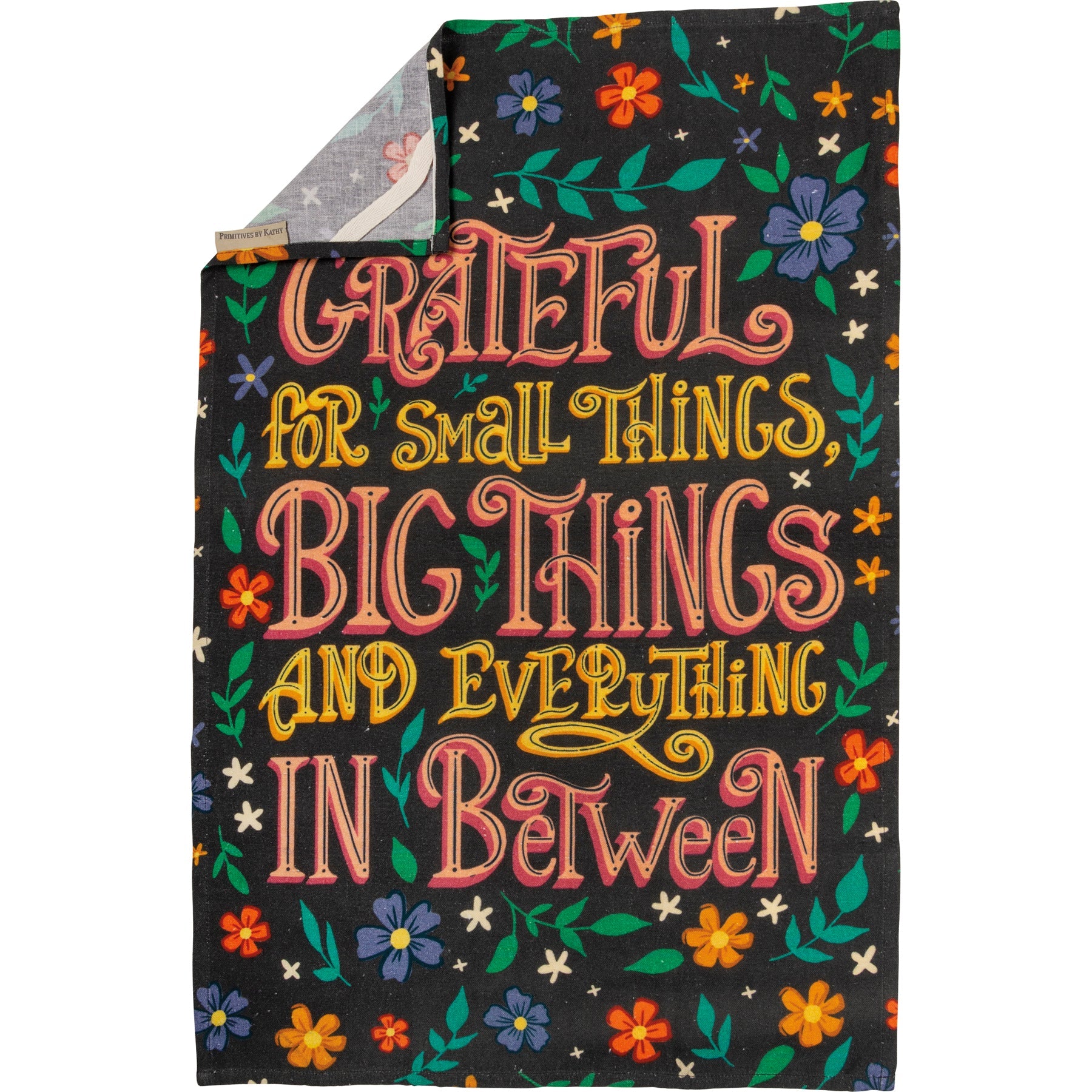 Grateful For Small Things Floral Kitchen Towel | Novelty Tea Towel | Cute Kitchen Hand Towel | 18" x 28"