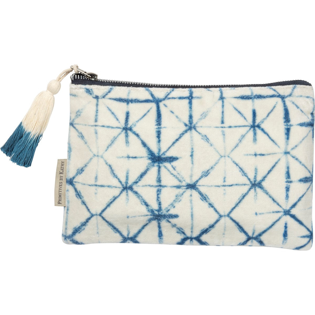 Grateful Indigo Dyes Shibori Pouch in Velvet with Tassel | 9.75" x 6.5"