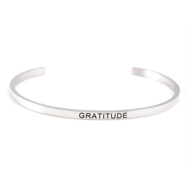 Gratitude Stainless Steel Cuff Bracelet