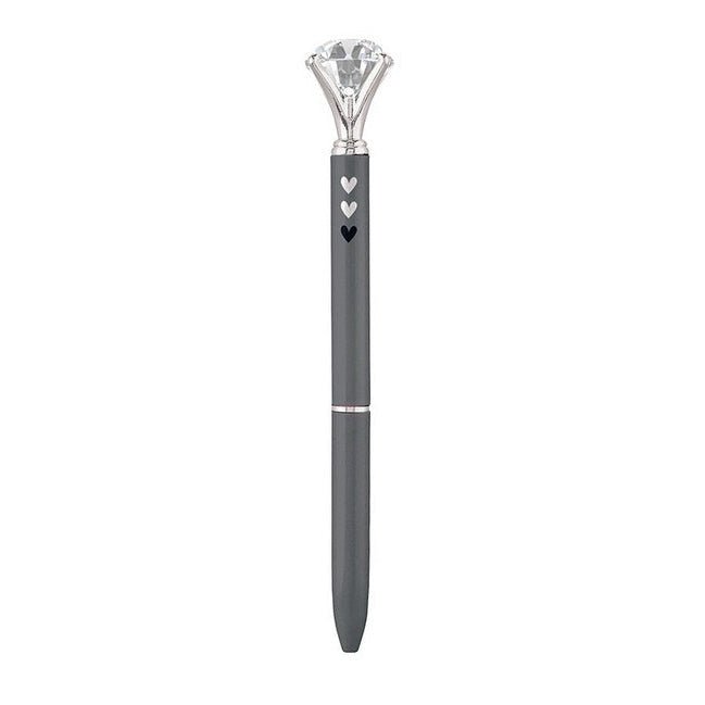 Grey Hearts Gem Pen | Giftable Single Pen | Novelty Office Desk Supplies