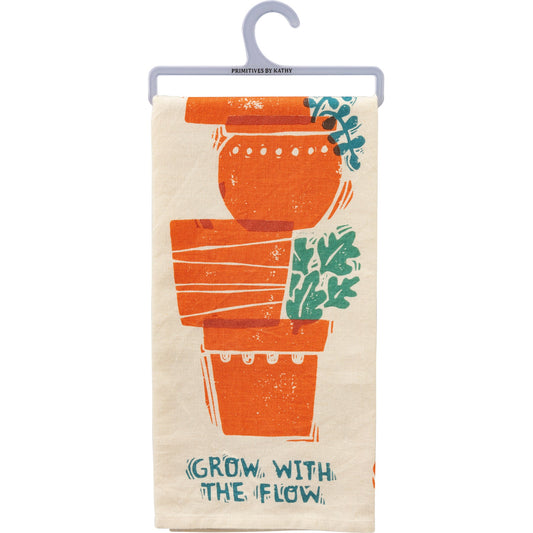Grow With The Flow Dish Cloth Towel | Cute Kitchen Hand Towel | 20" x 26"