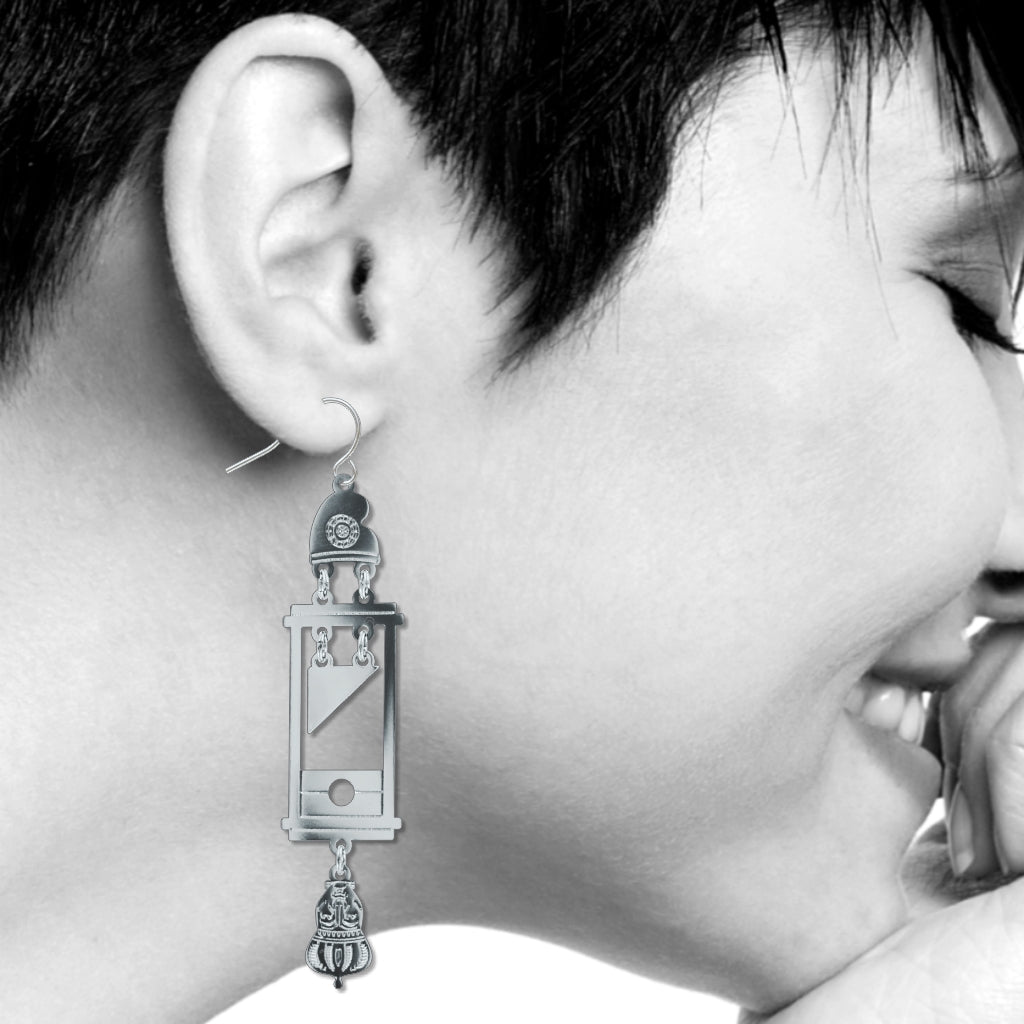 Guillotine Earrings | Featuring the Heads of Louis 16th and Marie Antoinette | Gold or Silver