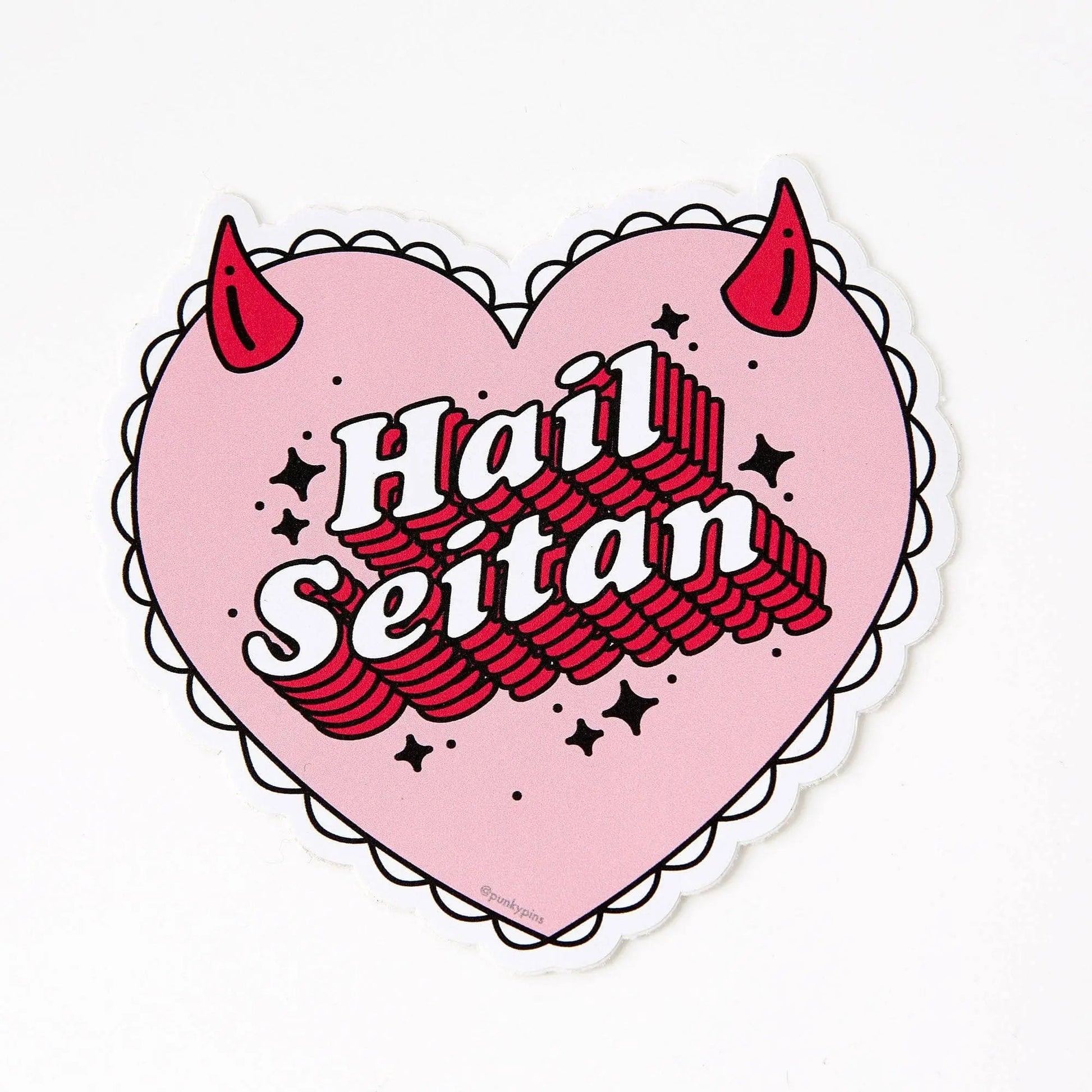 Hail Seitan Vinyl Sticker | Pink Heart Shape