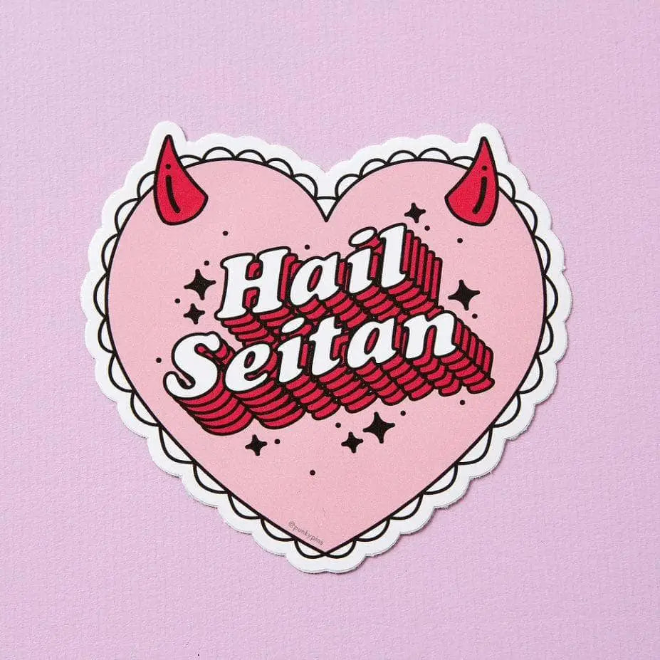 Hail Seitan Vinyl Sticker | Pink Heart Shape