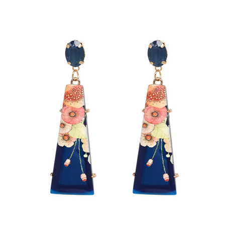 Japonesque Hand Painted Resin Drop Earrings