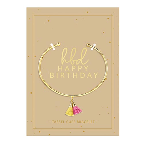 Happy Birthday Simple Tassel Cuff Bracelet