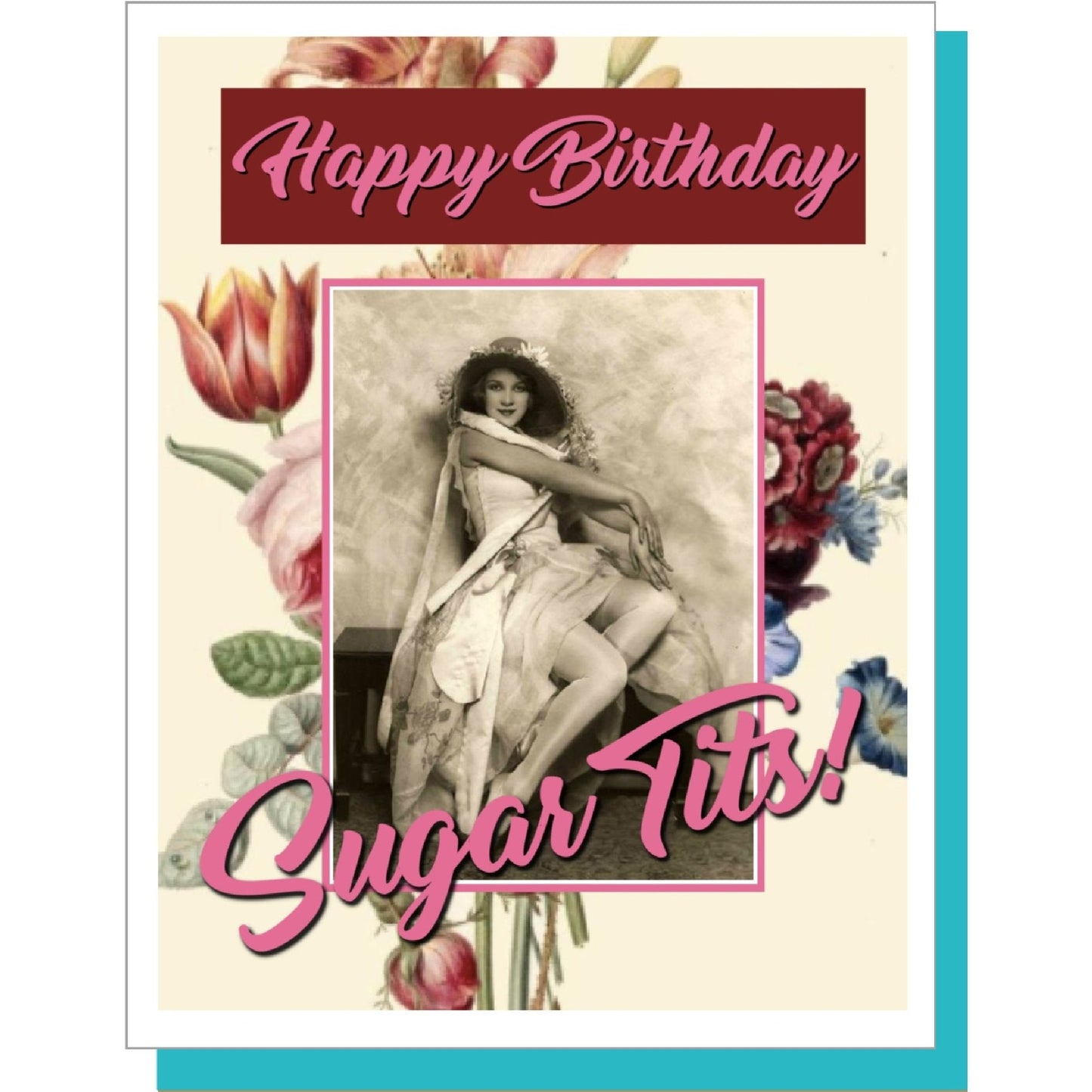 Happy Birthday Sugar Tits Retro Greeting Card