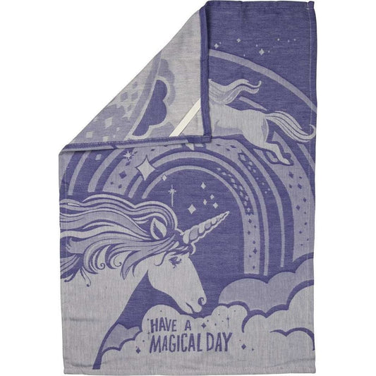 Have A Magical Day Unicorn Design Purple Funny Dish Cloth Towel | Ultra Soft and Absorbent Jacquard | All-Over Design | Unfolds 20" x 28" | Giftable