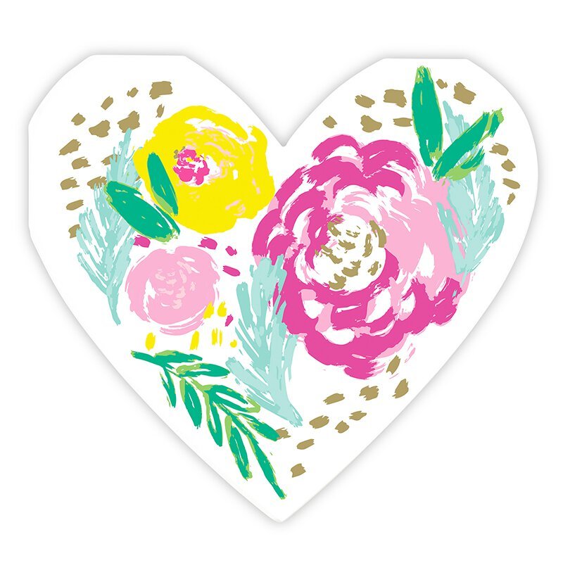 Heart Floral Shaped Die-Cut Party/Beverage/Cocktail Napkins | 5.3" x 5.5"