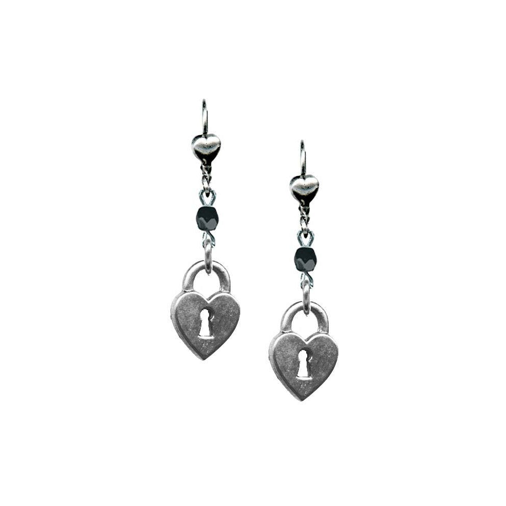 Heart Lock Rockware Dangle Earrings