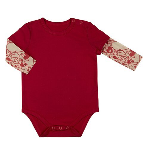 Hearts Tattoo Snapshirt Baby Bodysuit in Red | Unisex Size 6-12 Months | Funny Full Sleeve Tattoo Infant Shirt