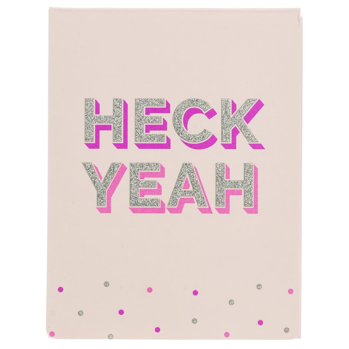 Heck Yeah Pocket Notepad in Blush Pink and Silver Glitter