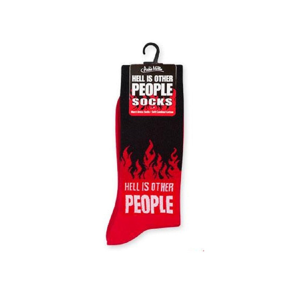 Hell is Other People Socks Men's Dress Socks in Black and Red
