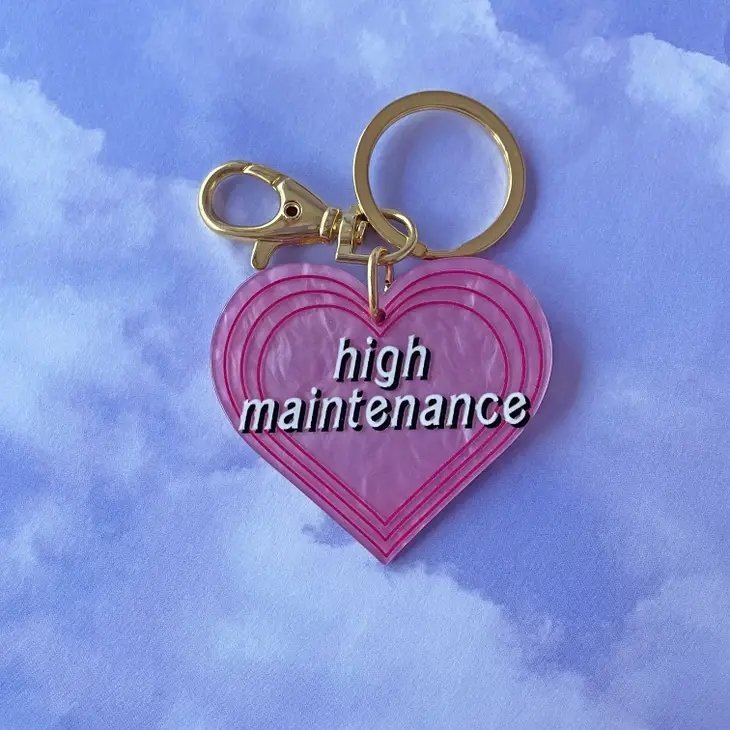 High Maintenance Heart Keychain in Pink