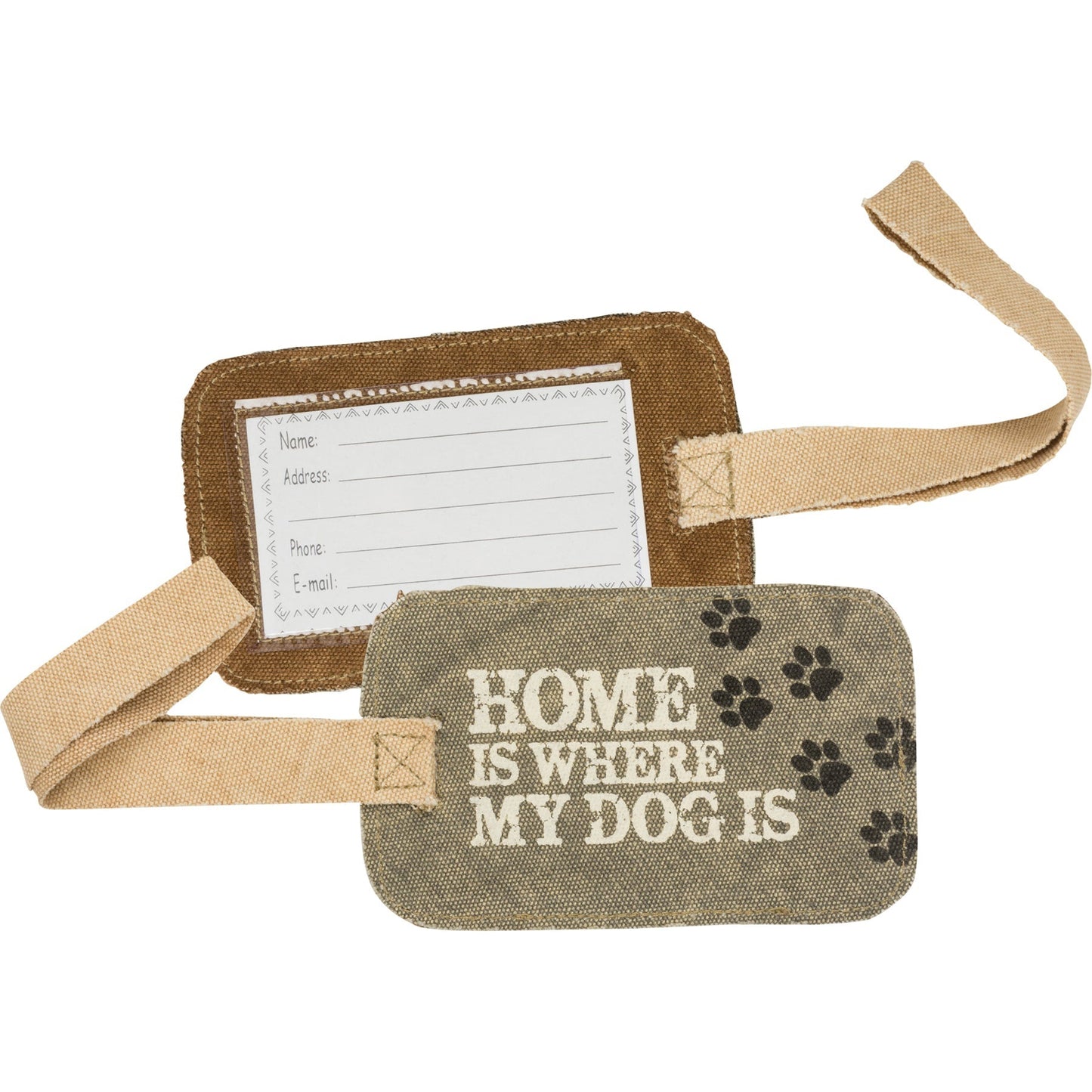 Home Is Where My Dog Is Gray Canvas Luggage Tag