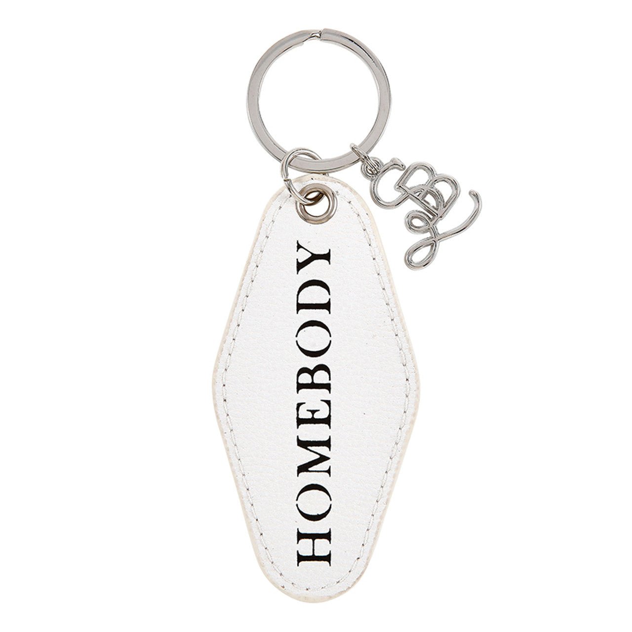 Homebody Leather Style Motel Key Tag | Silver Accent Novelty Keychain