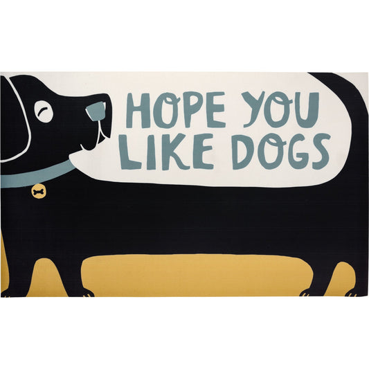 Hope You Like Dogs Entryway Indoor/Outdoor Rug | 34" x 20" | Slip-Resistant Backing