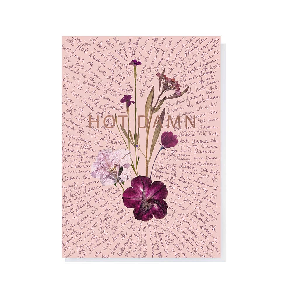 Hot Damn Script Greeting Card | Fine Rose Gold Details | Translucent Parchment Envelope