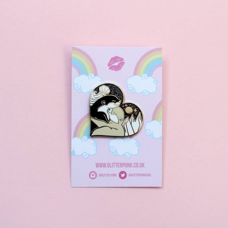 Hugging Otters Enamel Pin | Artist-Designed Hard Enamel Pin