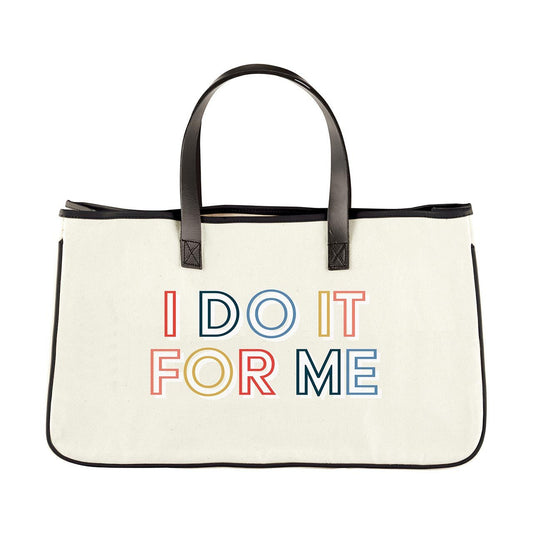 I Do It For Me Large Rectangular Tote Bag | Genuine Leather Handles