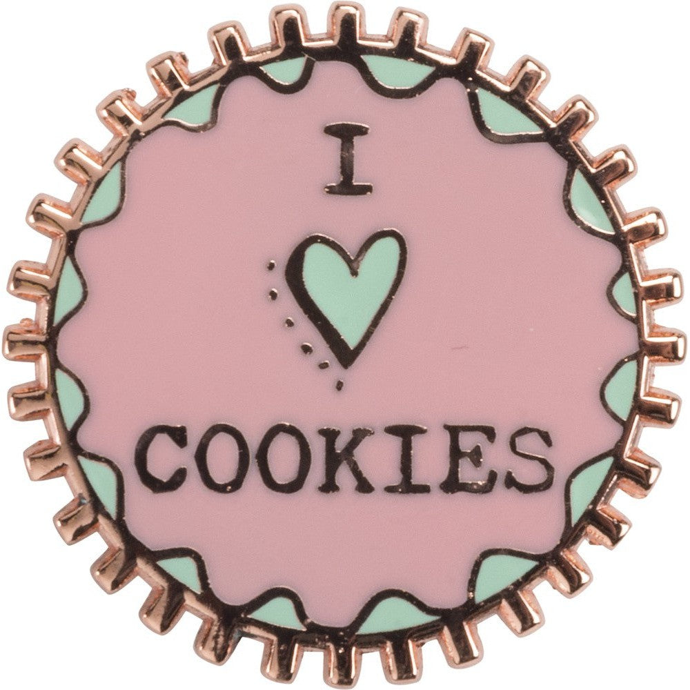 I Heart Cookies Enamel Pin in Pink and Green