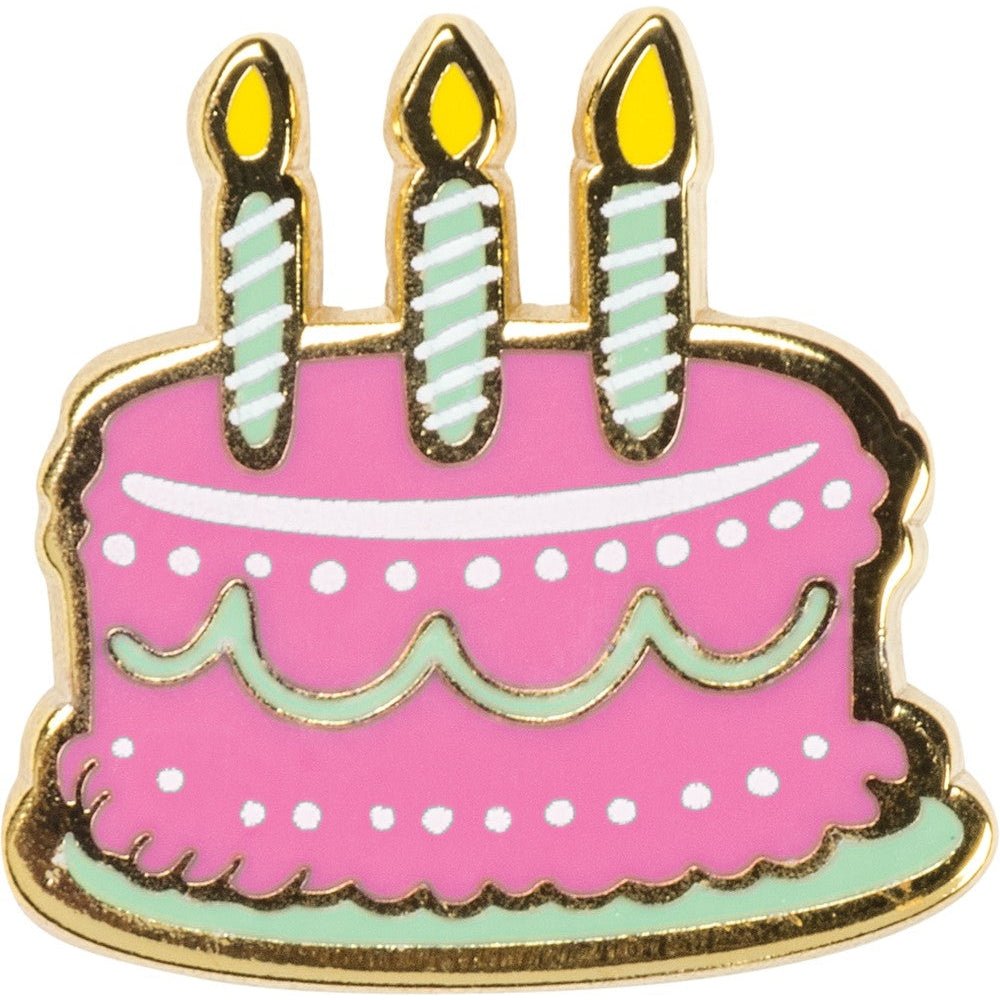 I Hope Your Birthday Is Lit Cake Enamel Pin on Gift Card