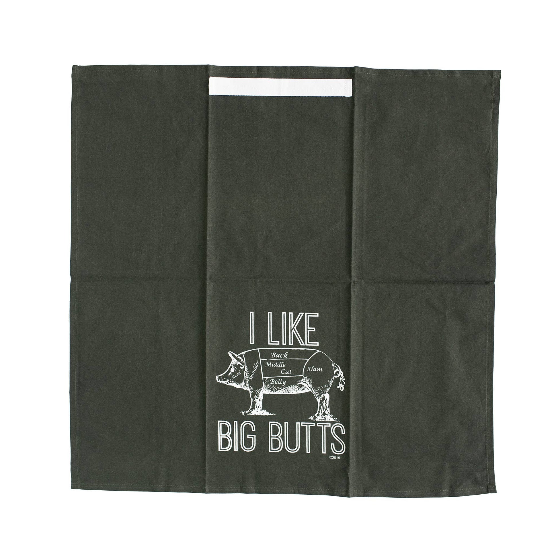 I Like Big Butts Black Kitchen Towel | Absorbent Flour Sack Towel with Hang Tight Towel® Loop